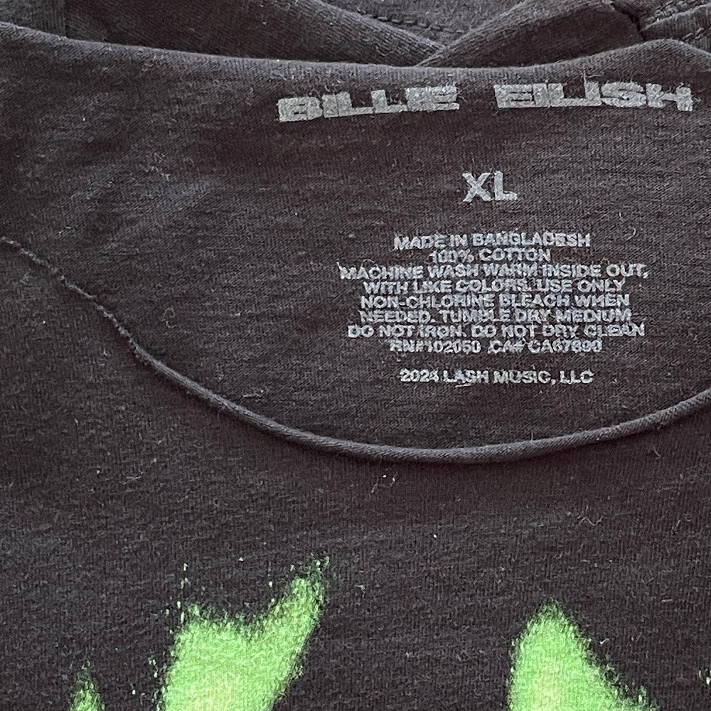 Billie Eilish Official Black Graphic T-Shirt Oversized XL - Picture 9 of 14